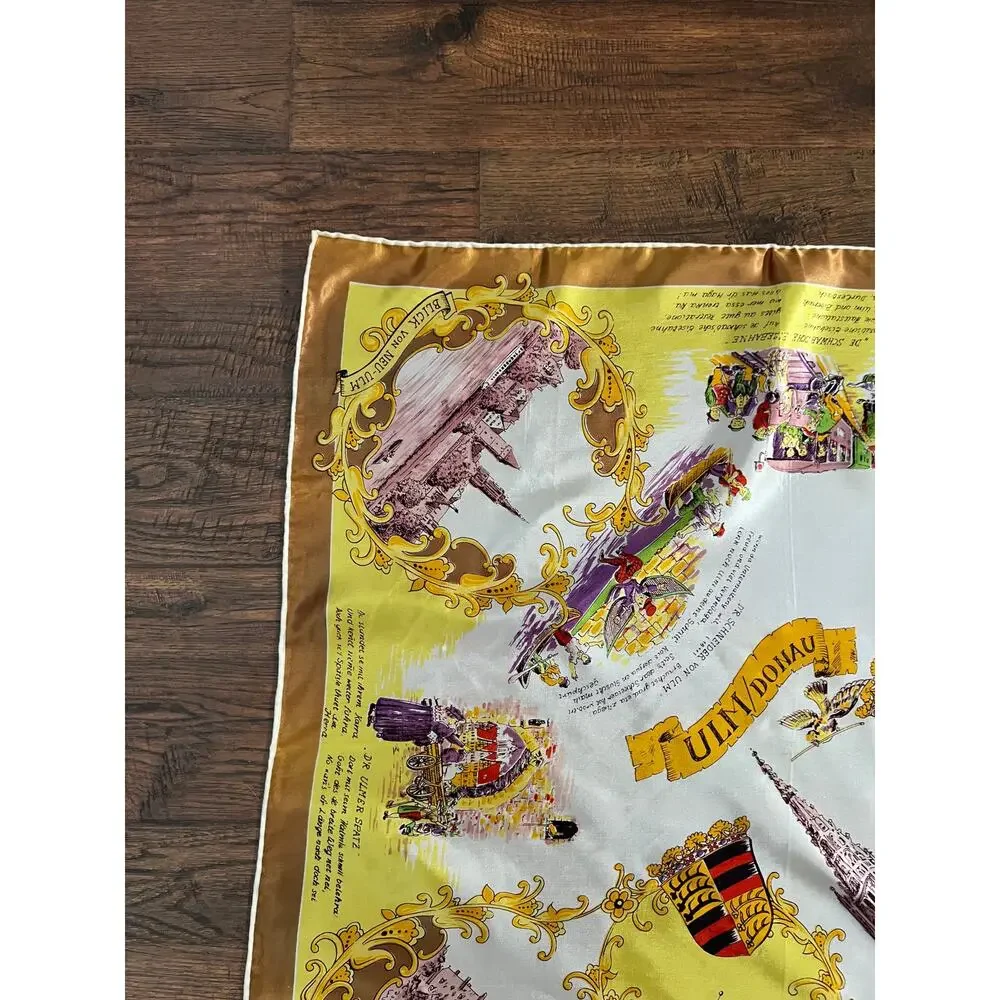 Vintage Dresser Accessory Souvenir Scarf - Ulm Germany Landmark Travel Square